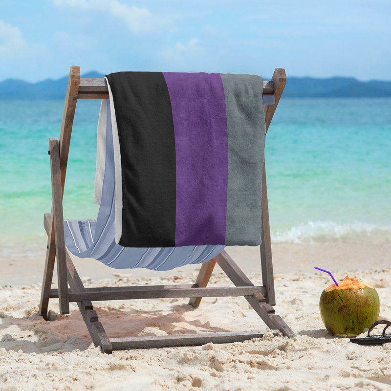 Cotton Blend Lightweight Beach Towel, Black/Purple/Slate Gray