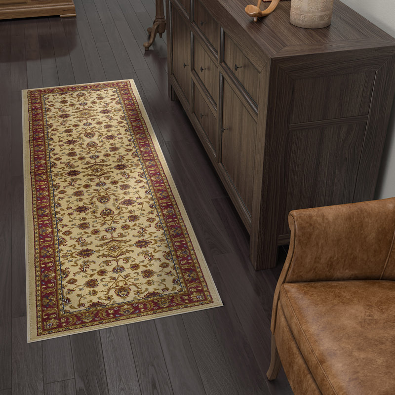 Clarence Oriental Beige Area Rug - Beige/Red, Runner 2'3" x 10'