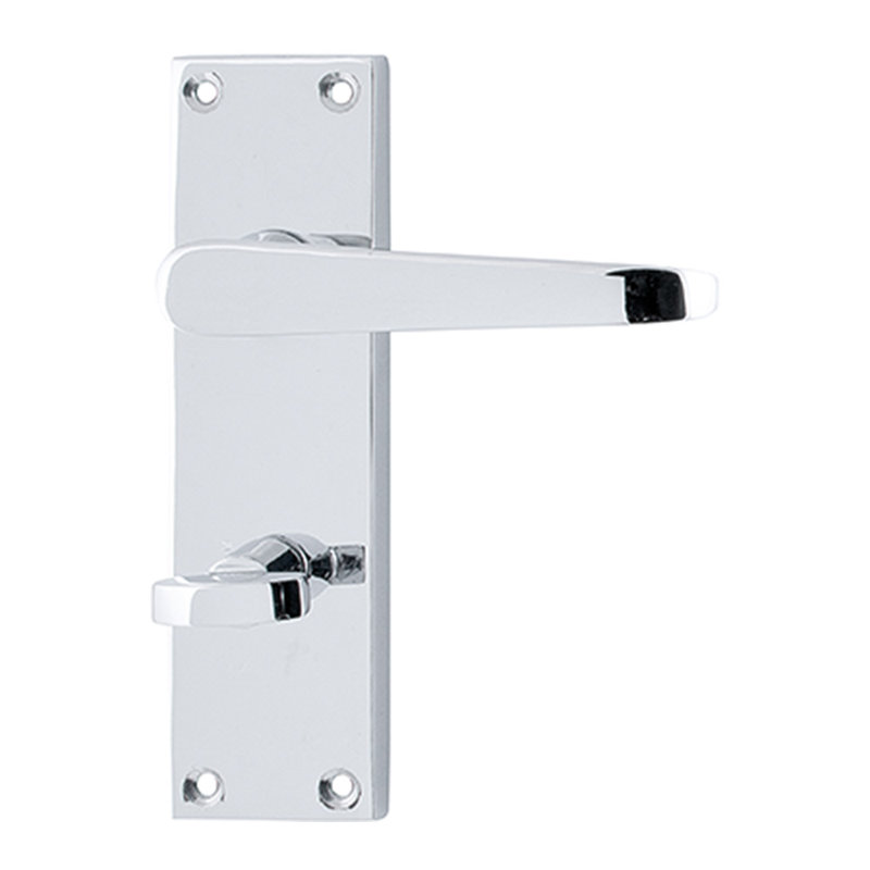 Victorian Straight Privacy Door Handle, Polished Chrome