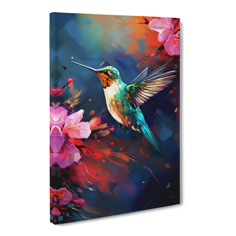 Hummingbird Tachisme - Print, 60cm H x 40cm W x 3cm D