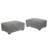 Upholstered Light Gray Faux Rabbit Fur Flannel Rectangle Ottoman, Modular Part For Sectional Sofa-582774871