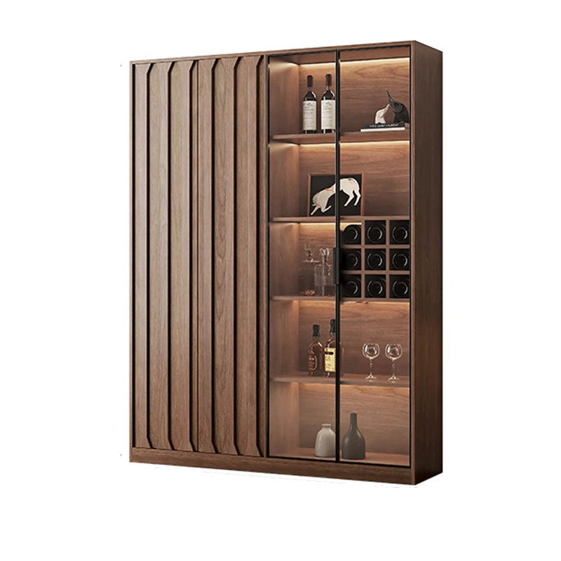 Brun noisette + gris + bois manufacturé noir + verre trempé + vitrines en alliage d'aluminium