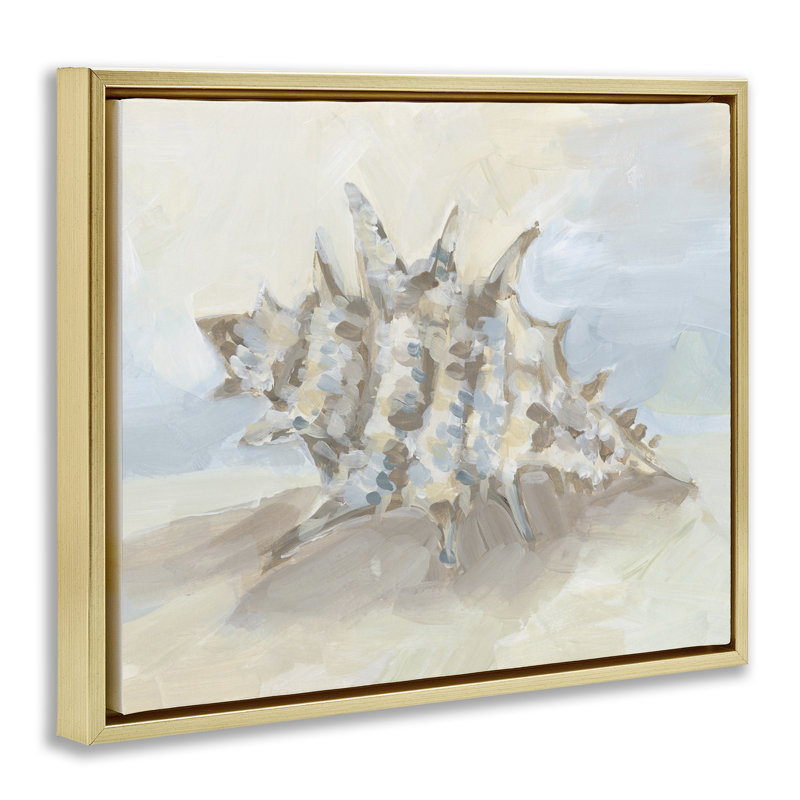 Conception de coquillage flottant en coquillage, H 25 po x l 31 po, Cadre flottant métallique doré