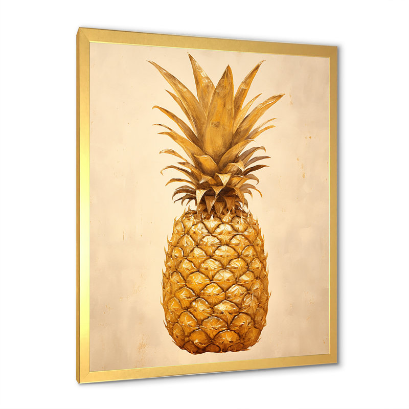 Pinapple Golden Grove II sur toile, H 32 po x l 16 po x P 1 po, Encadrement doré