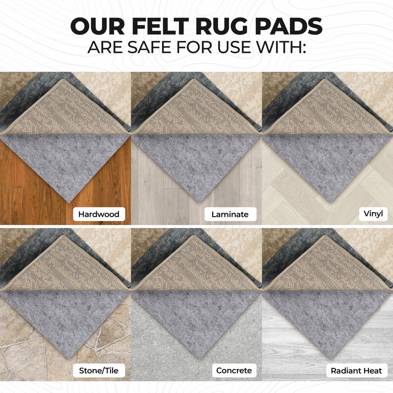 Penna Dual Surface Felt Rubber Non-Slip Rug Pad, Rectangle 6' x 9'