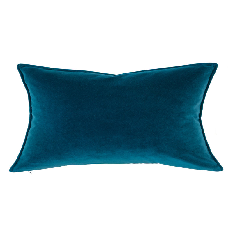 Franklin Washable Velvet Square Pillow Cover & Insert , 15"H X 20"W, Blue Oasis