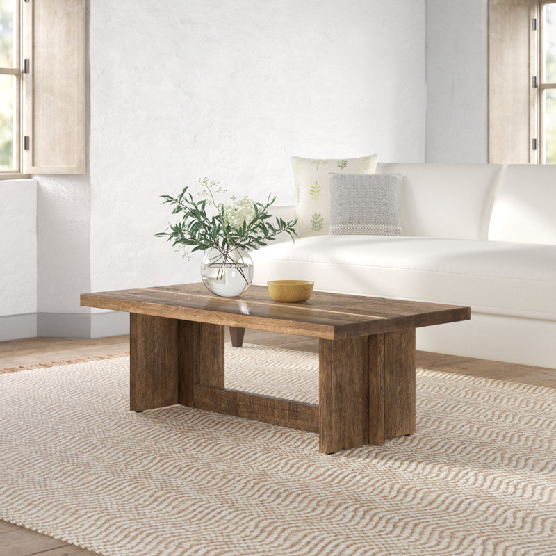 Rustic Brown Solid Wood Rectangular Coffee Table