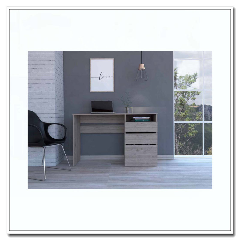 Waterbury 3-Drawer 1-Shelf Computer Desk Light Grey
