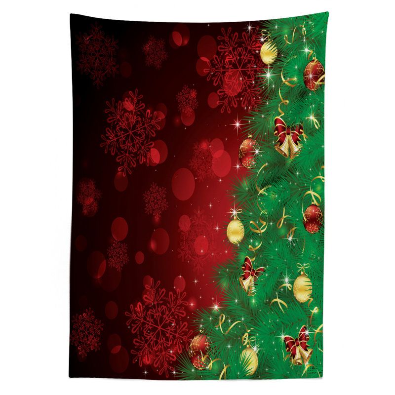 Trippy Xmas Tree Backdrop Themed Jingle Artisan Design Print Tablecloth, 72" x 52"
