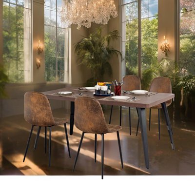 Ensemble de table de salle à manger 5 pièces pour la cuisine et la salle à manger, table de salle à manger rectangulaire de 63 po et 4 chaises en suède