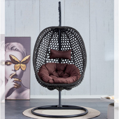 Balancelle suspendue avec support, fauteuil d'extérieur d'intérieur avec coussins et coussins, fauteuil de détente robuste pour patio, balcon, cour et chambre à coucher