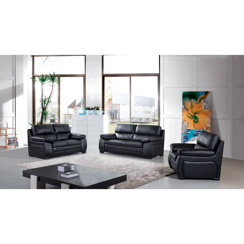 Azcuy Genuine Leather Pillow Top Arm Sofa, null