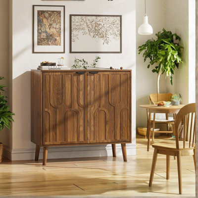 Sideboard Buffet Cabinet With Storage, Farmhouse Buffet Cabinet With Paper Clip Design
