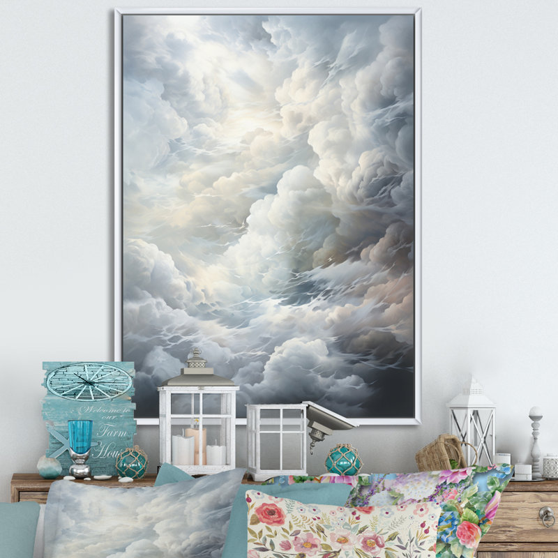 Jahquez Clouds Whispering Clouds II - Clouds, impressions sur toile, 40" H x 30" W, Cadre flottant blanc