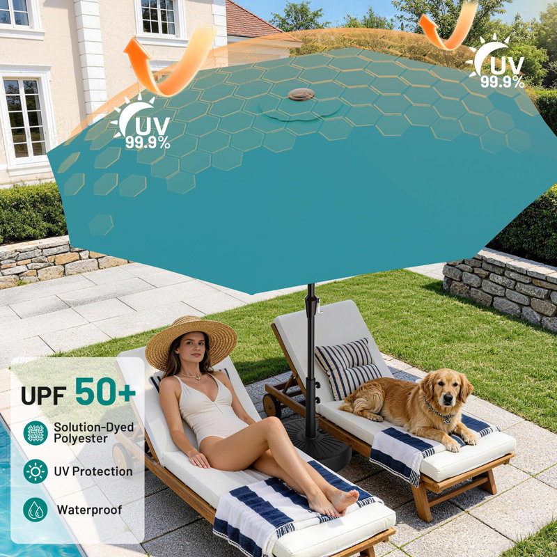 Parasol de patio 9 pi pour l'extérieur, Bleu lac