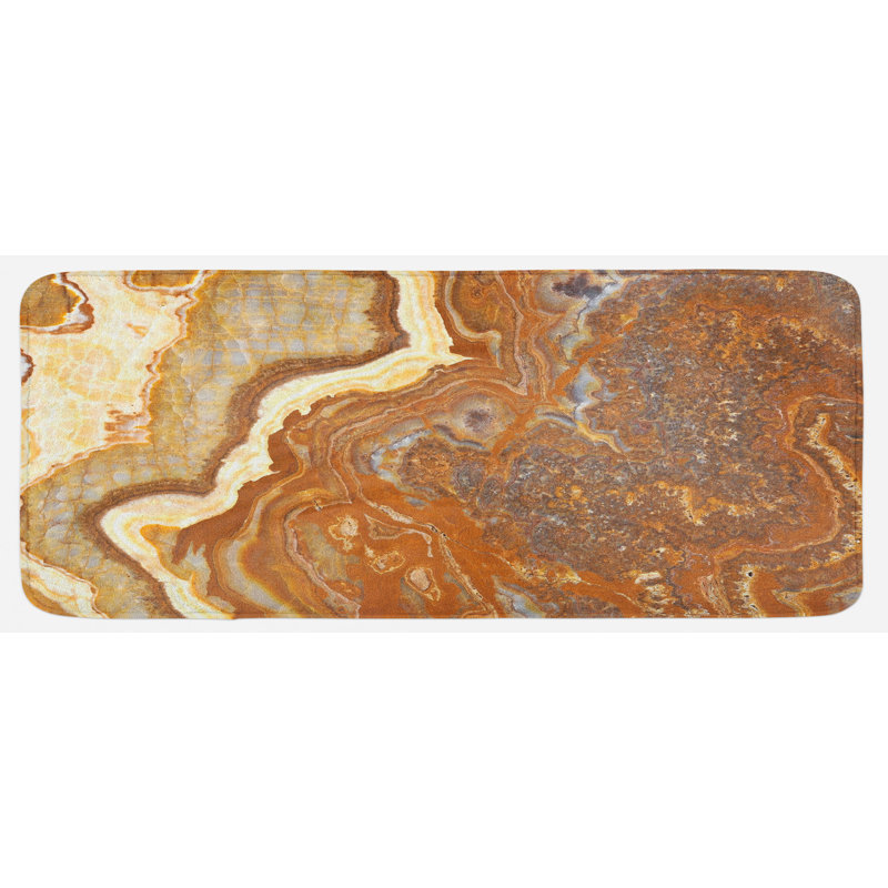 Tapis de cuisine jaune tons pour la terre et les structures travertin