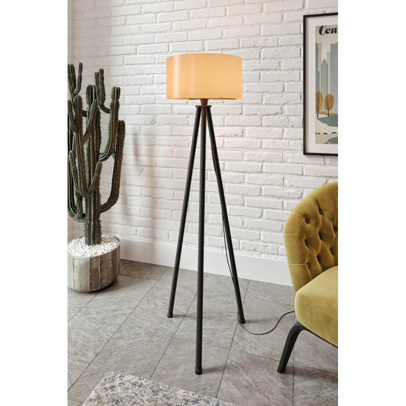 Lampe sur pied élégante avec corps en papier artisanal, brun et noir, hauteur de 54,3 pouces | Diamètre du capuchon de 15,7 po, hauteur du capuchon de 8,3 po | Douille E27 (40 W maximum) | Décoration moderne pour le salon, la chambre à coucher et les espaces de bureau
