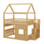 Lit mezzanine double en bois avec lumière intégrée et tablette ouverte, maisonnette avec toit et fenêtre-1815710652