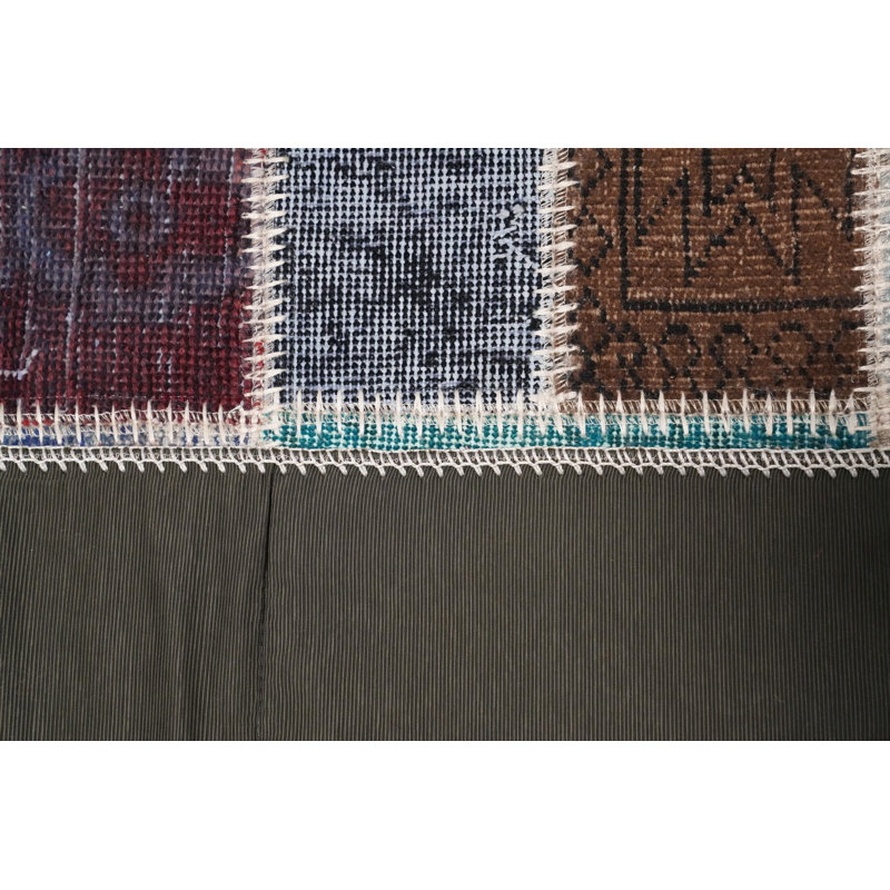 Distressed Modern Patchwork Runner Rug 3x10