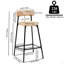 Tabourets de bar tissés à la main avec dossier, ensemble de 2 tabourets ronds en corde de papier avec repose-pieds pour îlot de cuisine et salle à manger-2069226997