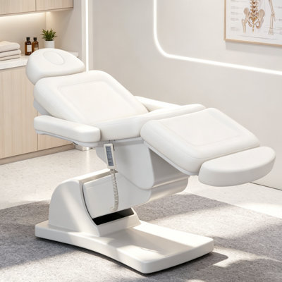 Table de massage blanche entièrement électrique à 4 moteurs avec inclinaison vers l'arrière, capacité de 550 lb