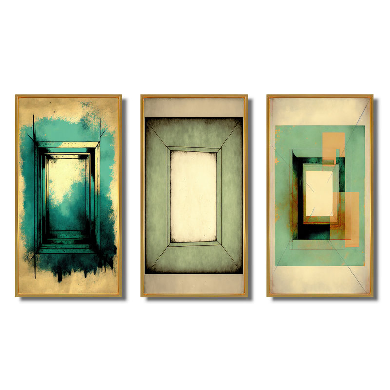«Impermanence Japanese Vintage Art», 3 pièces sur toile, H 28 po x l 36 po, Or