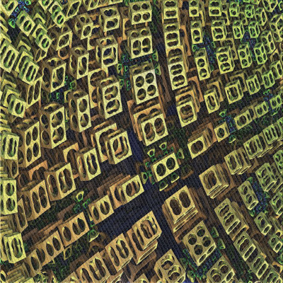 Tapis vert/brun à motifs