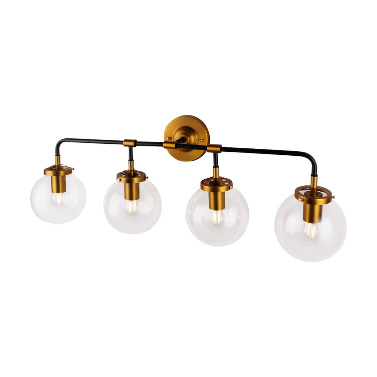 4-Light Dimmable Matte Black/Brass Vanity Light