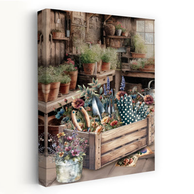 In The Garden Floral Crate - Garden Still Life Garden Garden Shed Art