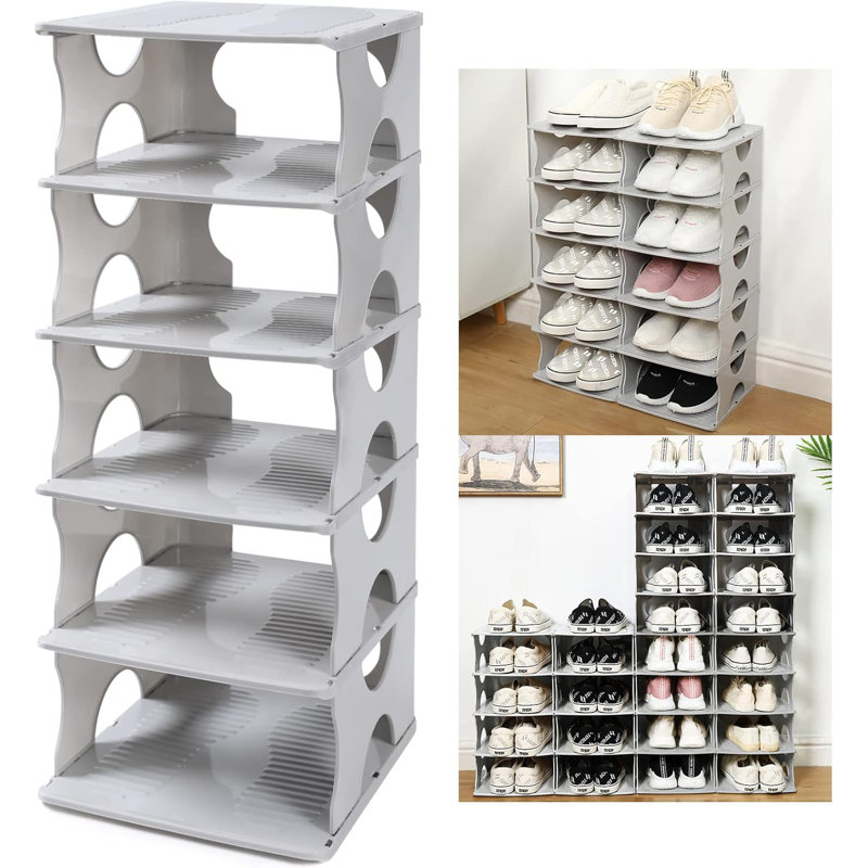 6-tier Stackable Shoe Rack Adjustable Storage Organizer
