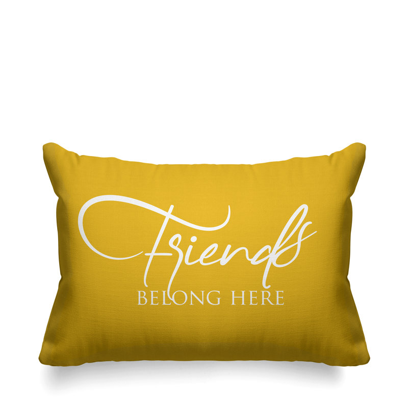 Housse et insert de coussin rectangulaire Aspire Friends Belong Here, Jaune