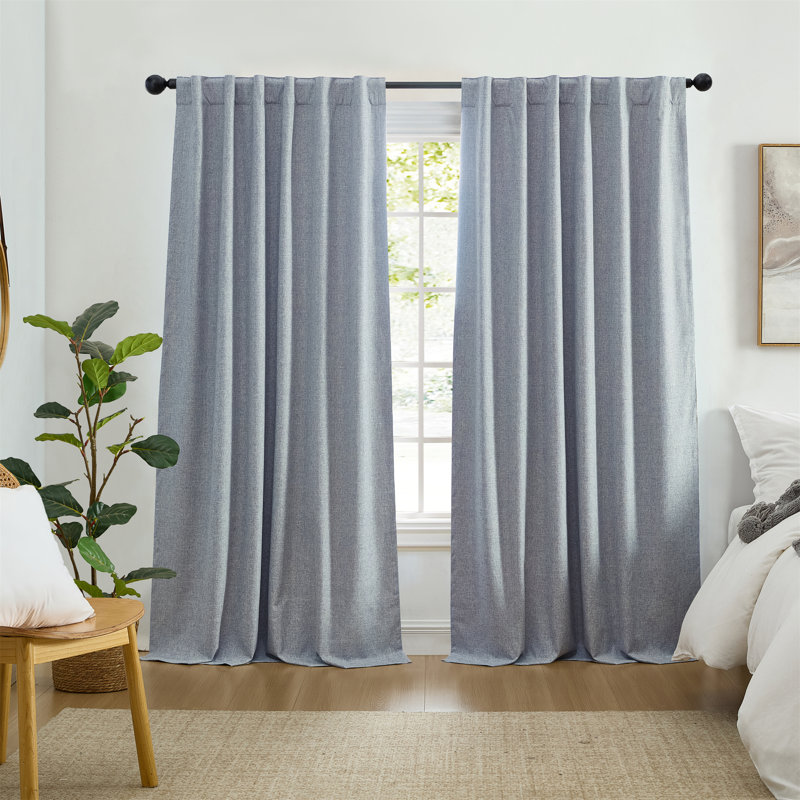 Bigelow Max-Blackout Solid Texture Window Curtain Panel, Blue, 52" W x 95" L