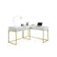Bureau d'ordinateur transitionnel à deux tons blanc antique, conception avec dessus de port USB et tiroir dissimulé-742804971