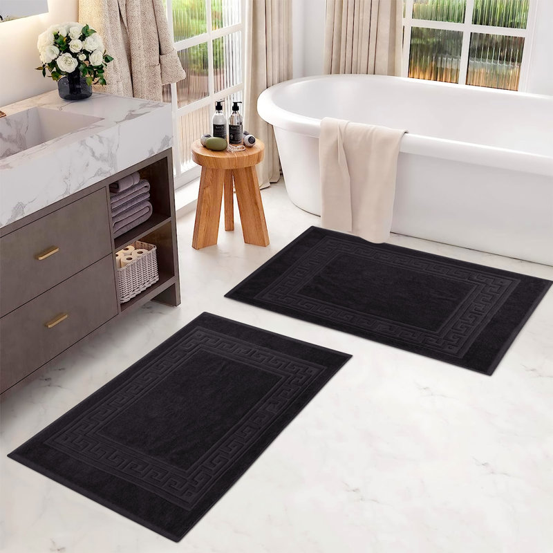 Ensemble de tapis de bain 2 pièces Subra Rectangle 100% coton réversible 900GSM, Noir