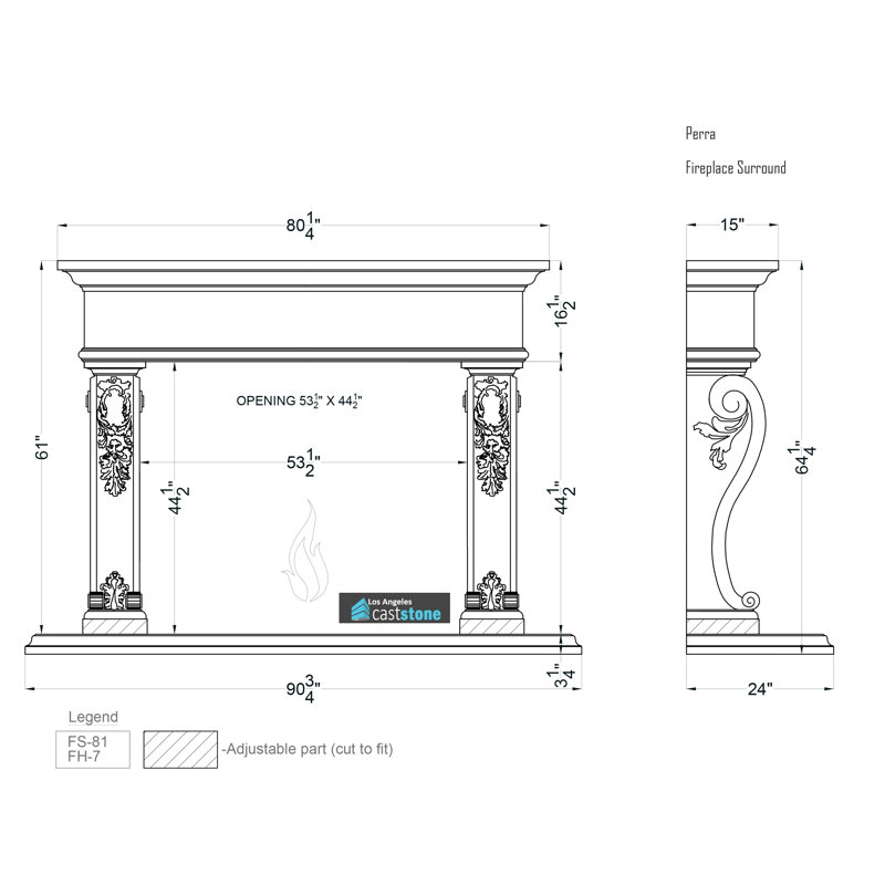 Perra Fireplace Surround, White Smooth