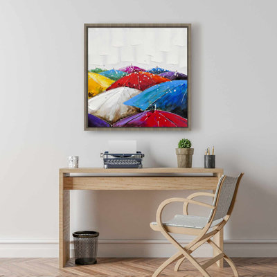 Colorful Umbrellas Framed Canvas | Contemporary Home Decor