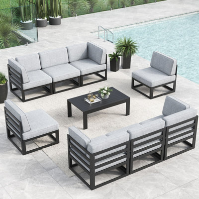 9 - Piece Outdoor Modular Sectional Set with Coffee Table
