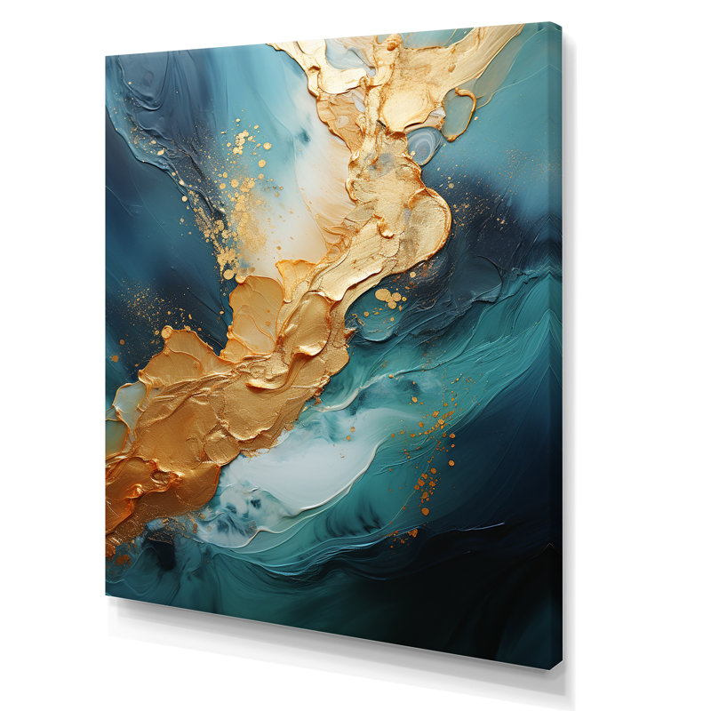 Golden Emerald Surge III, reproduction d'art sur toile, H 40 po x l 30 po, Toile tendue