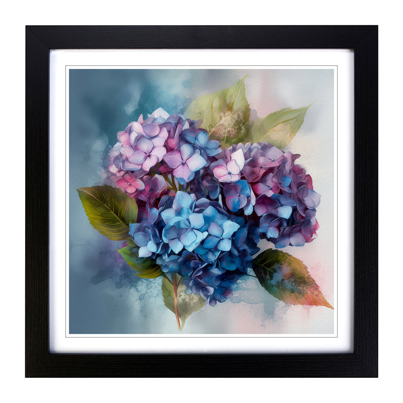 Hydrangea Floral No.1 - Framed Print, Black