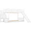 Lit simple superposé au-dessus d'un lit blanc avec glissière convertible et escalier - peu encombrant et fabriqué en bois-1751940055
