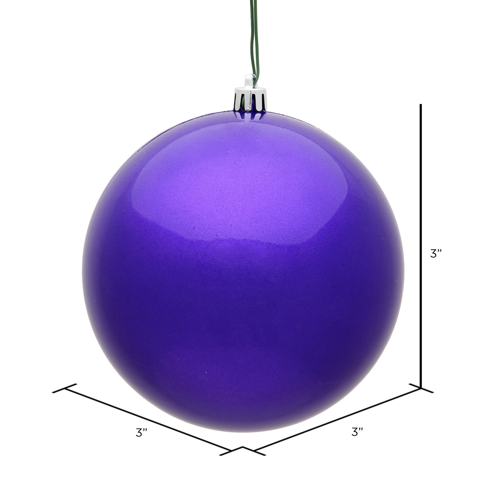 Shatterproof Bauble, 3" H x 3" W x 3" D, Purple