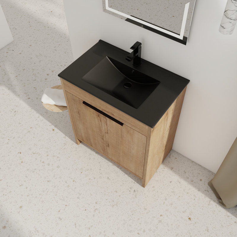Meuble-lavabo autoportant avec lavabo en céramique