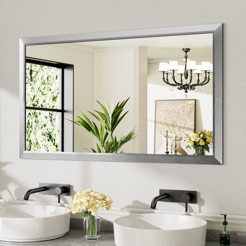 Miroirs de salle de bain modernes et contemporains en métal biseauté rectangulaire / carré avec verre trempé HD