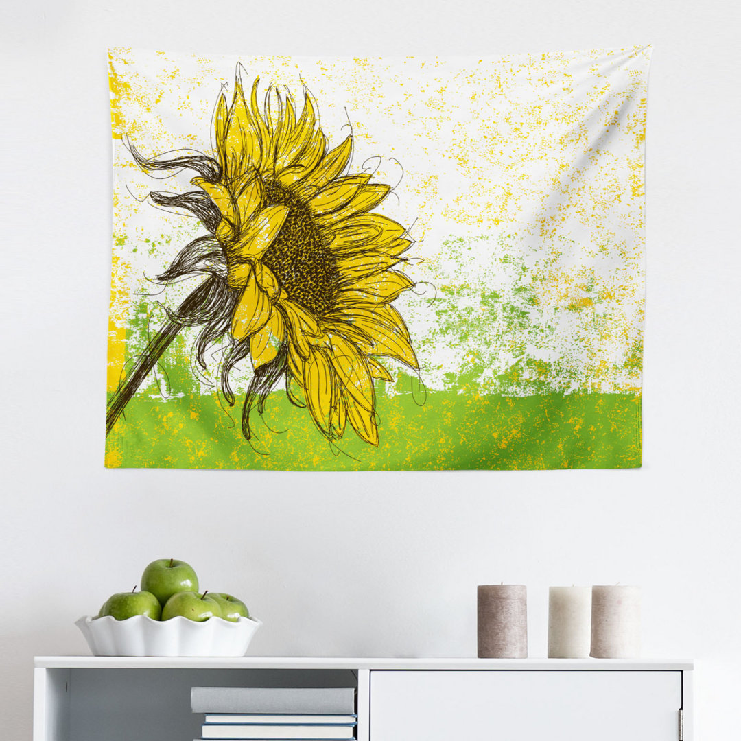 Wandbehang Floral Print Sonnenblumen in einem Feld Sommergarten