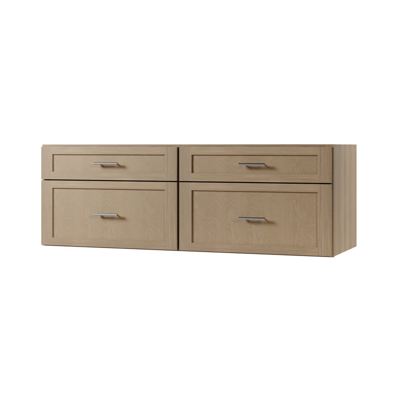 Meuble-lavabo mural flottant double 60 po Disar, Chêne naturel