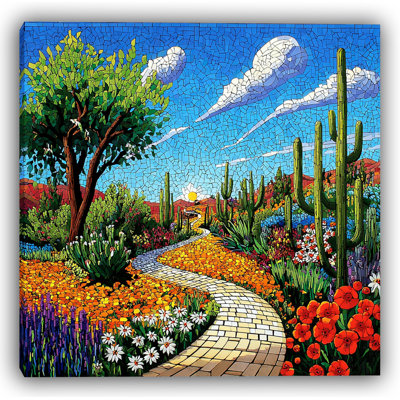 Sunlit Desert Trail - Art mural sur toile mosaïque colorée