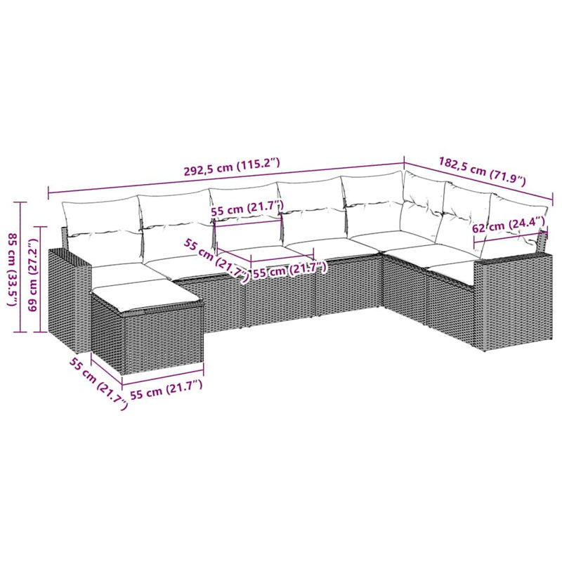 Ensemble de canapé de jardin Vidaxl - brun