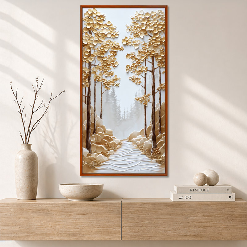 «Gold», impression sur toile, H 32 po x l 24 po, Cadre flottant brun