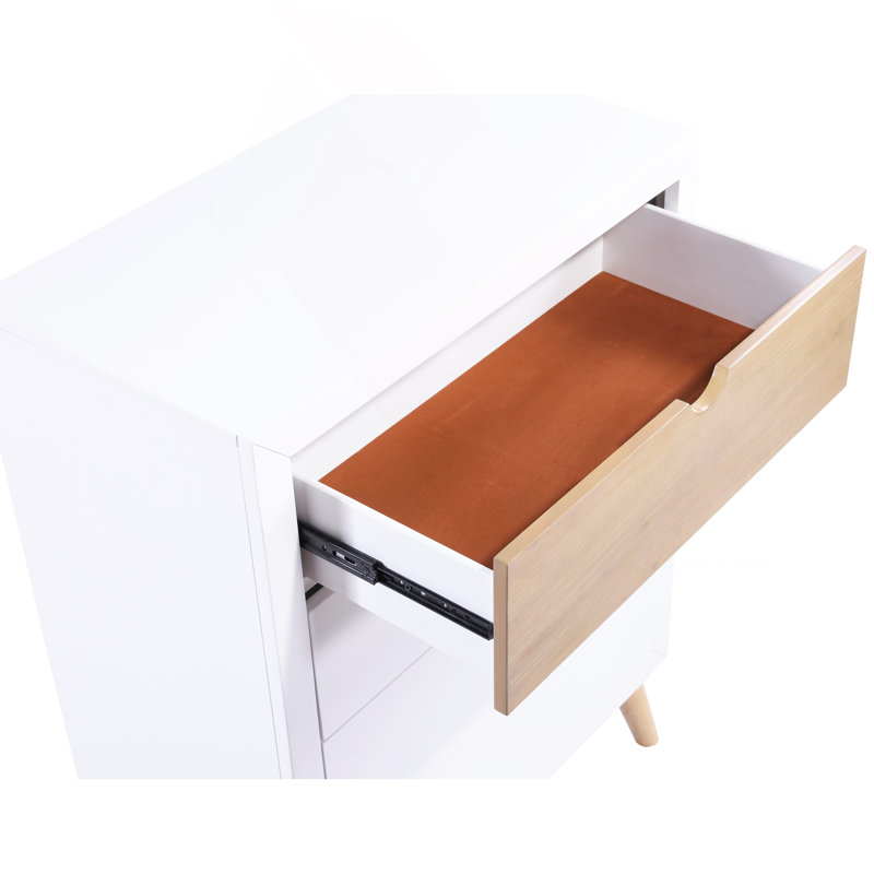 Commode de chambre blanche et naturelle avec tiroirs de rangement