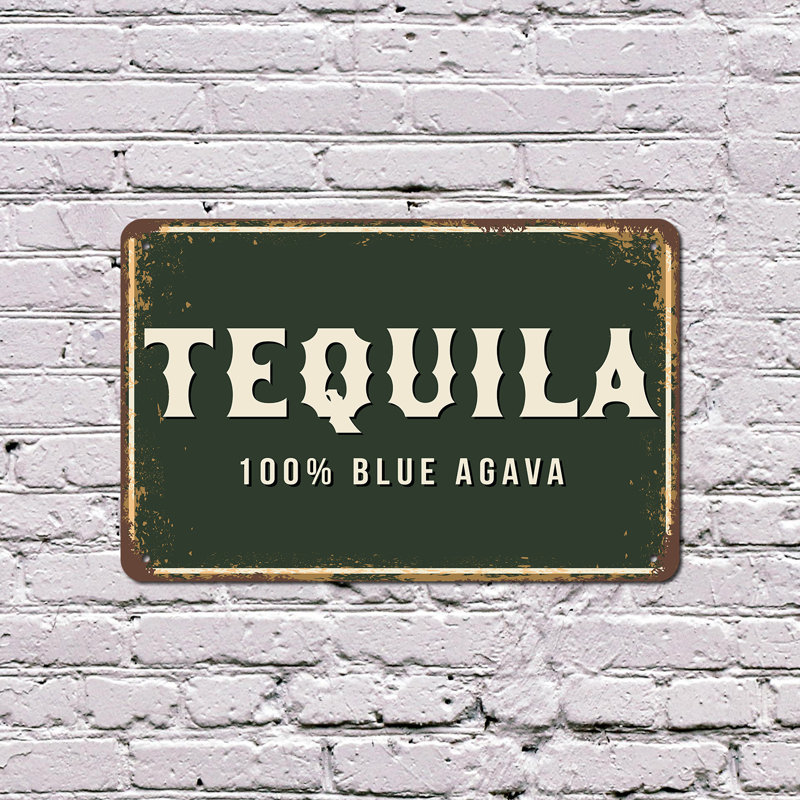 Tequila Street 11 Inch x 17 Inch Plastic Sign, 11" H x 17" W x 0.1" D